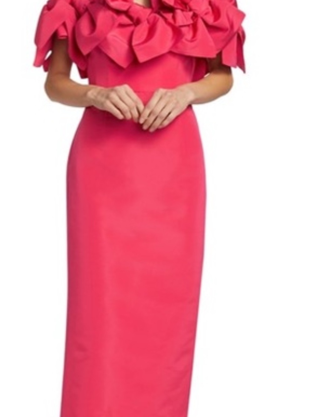 Off-Shoulder Pink Ruffle Midi Dress Carolina Herrera - Picture 3 of 4